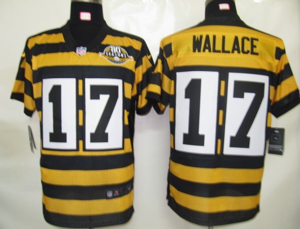 Nike Elite Jersey Pittsburgh Steelers 17 Wallace Yellow 80TH Throwback